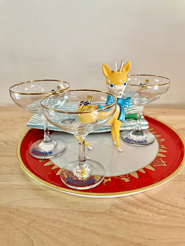 Babycham deer with cups