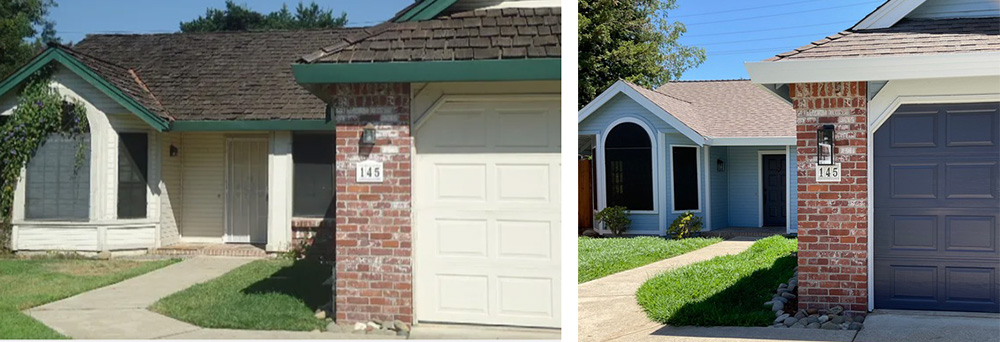 Home exterior before & after