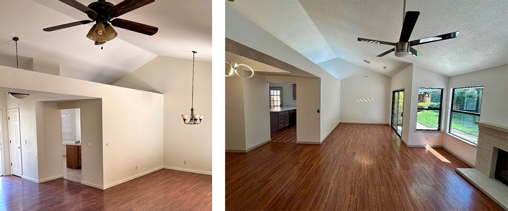 Living room before & after